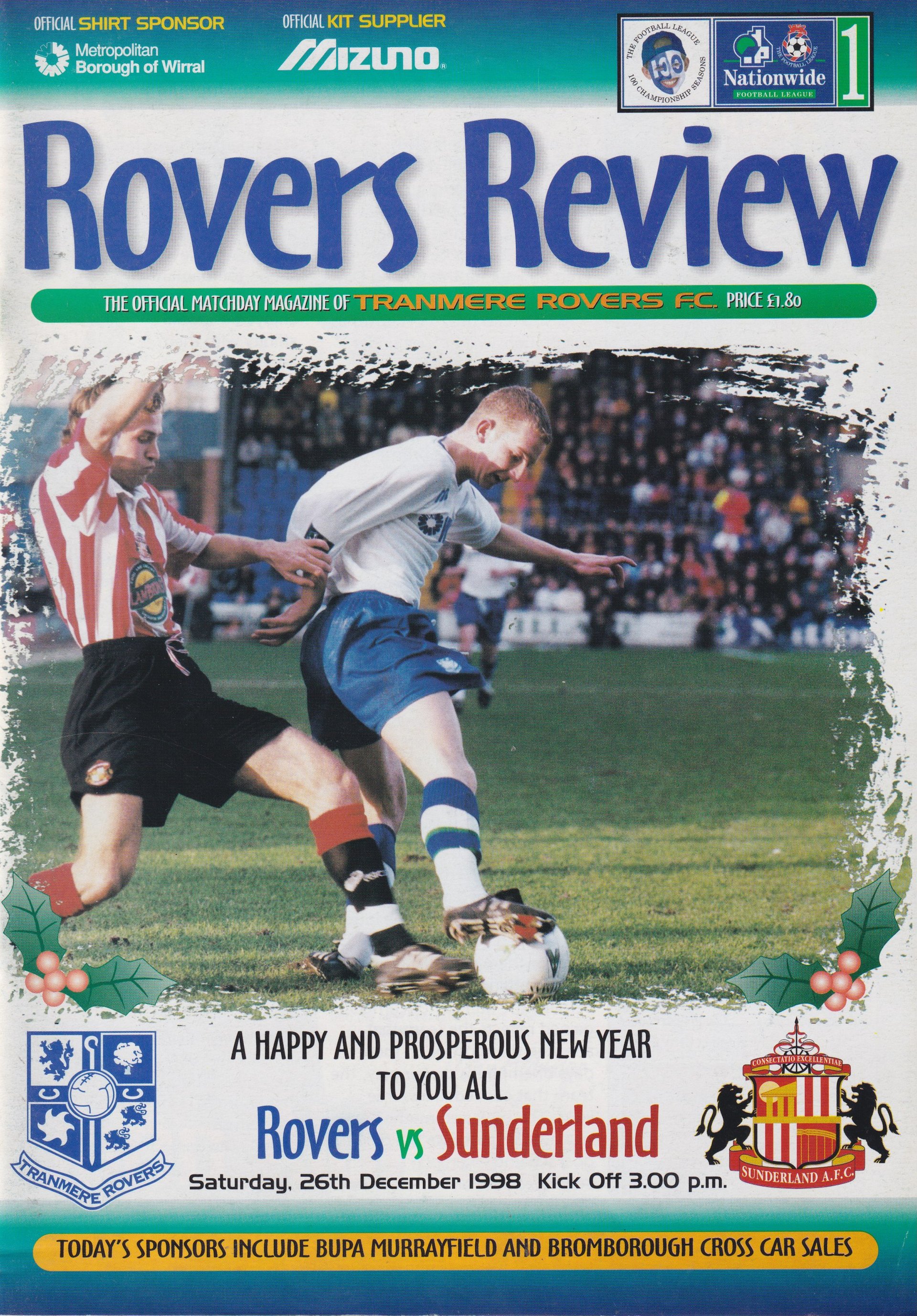 Tranmere Rovers v Sunderland match programme